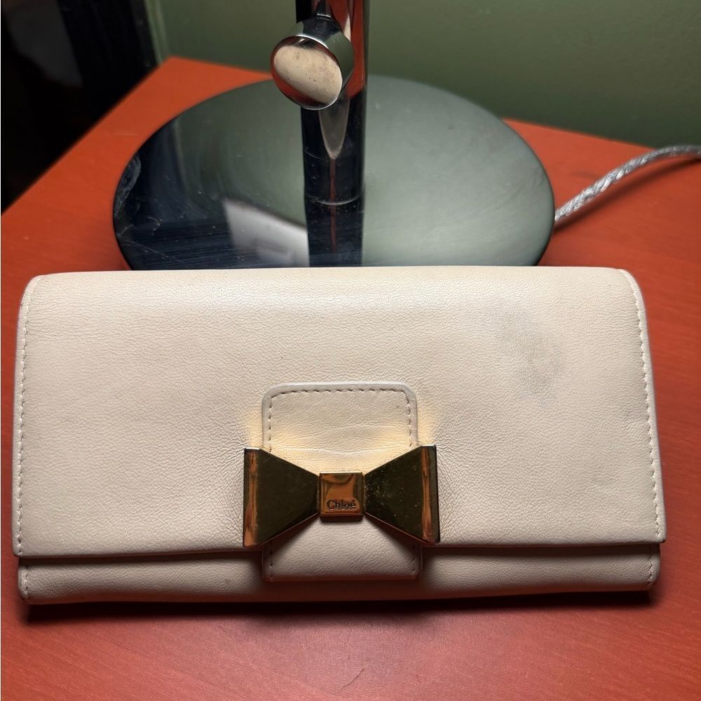 Chloe Flap Wallet with Gold Bow Accent